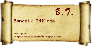 Bancsik Tünde névjegykártya